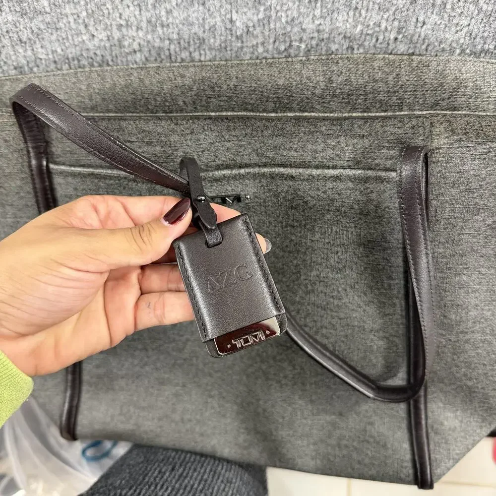 Tumi Sinclair Q Tote Bag Grayft Leather Trim Travel Everyday Office Travel Work